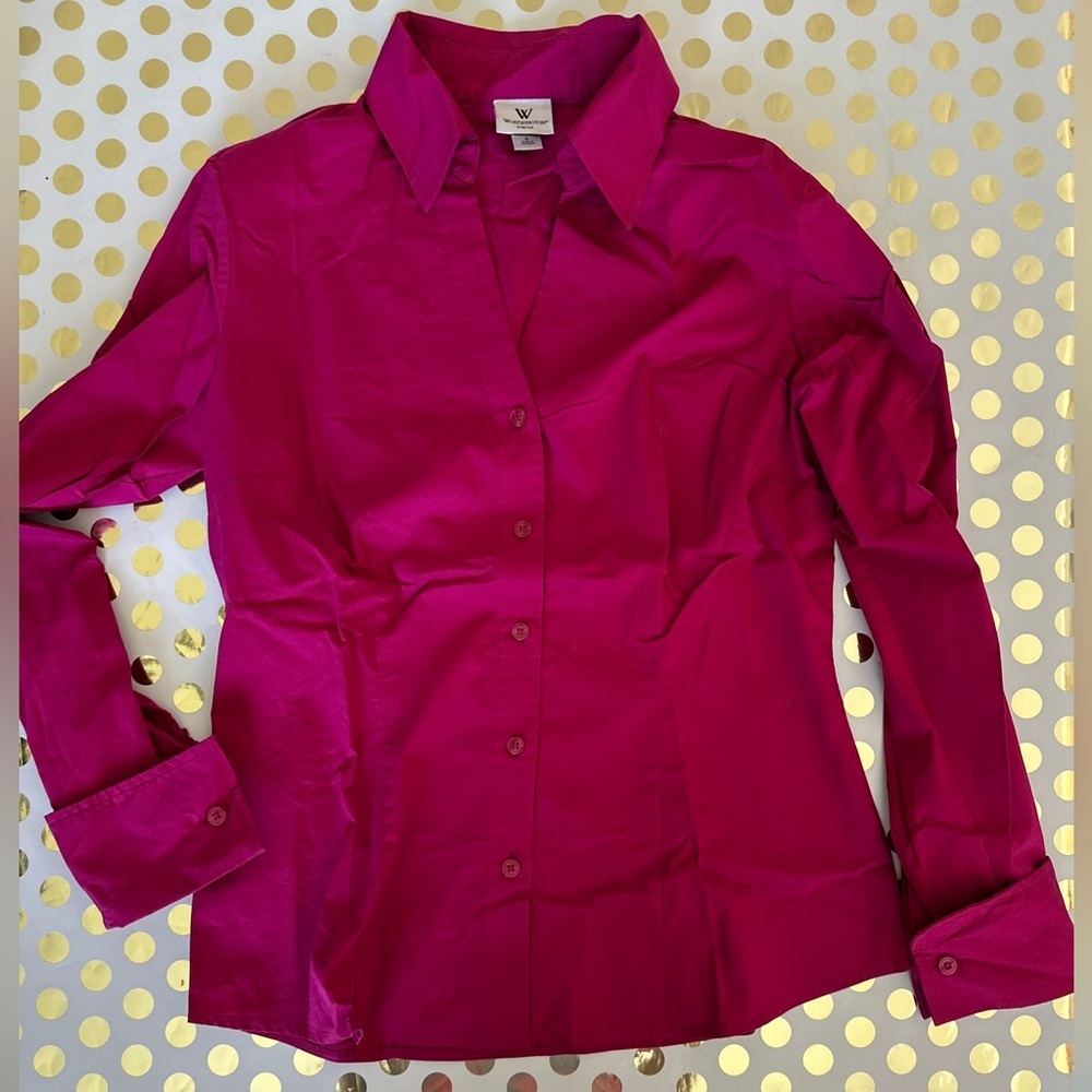 Worthington Pink Long Sleeve Fitted Button Down Shirt